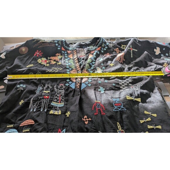 Johnny Was Pete Greta Seraphina Embroidered Top XS Boho Henley Artsy Colorful - Picture 8 of 9
